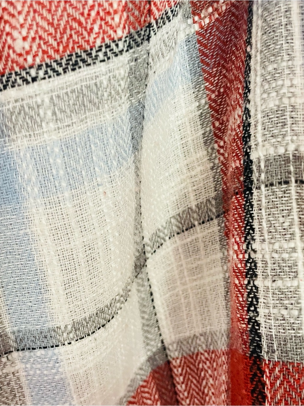Doe & Rae Cold Shoulder Plaid Ruffle Flannel Top - Picture 10 of 11